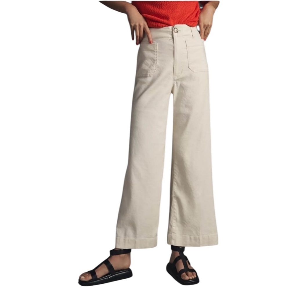 The Colette Cropped Wide-Leg Pants by Maeve white - Picture 3 of 13